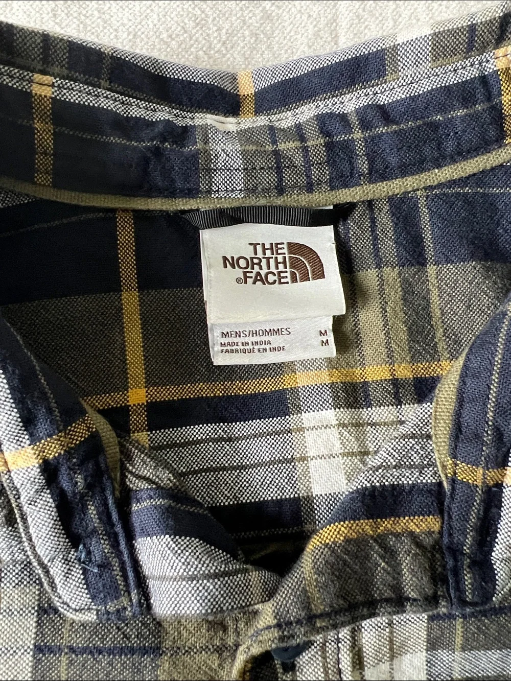 The North Face Men's Navy, Yellow & White Plaid Shirt